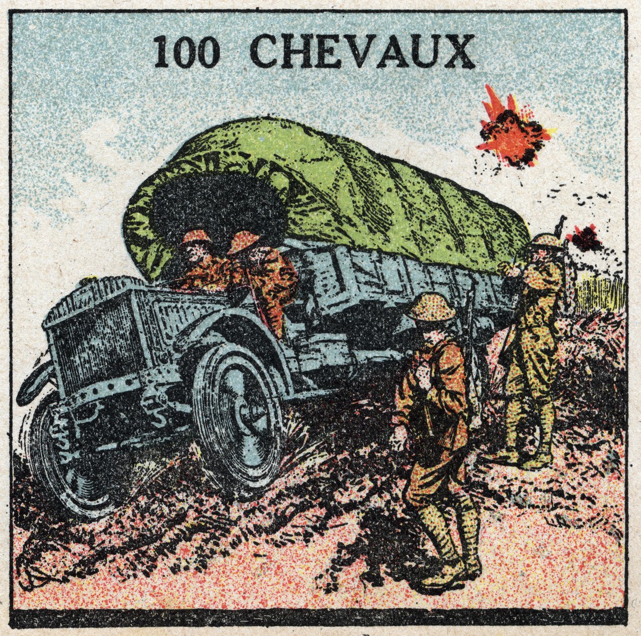 机械牵引：功率高达100马力的军用卡车。1925年的匿名插图。私人收藏。 作者 匿名匿名