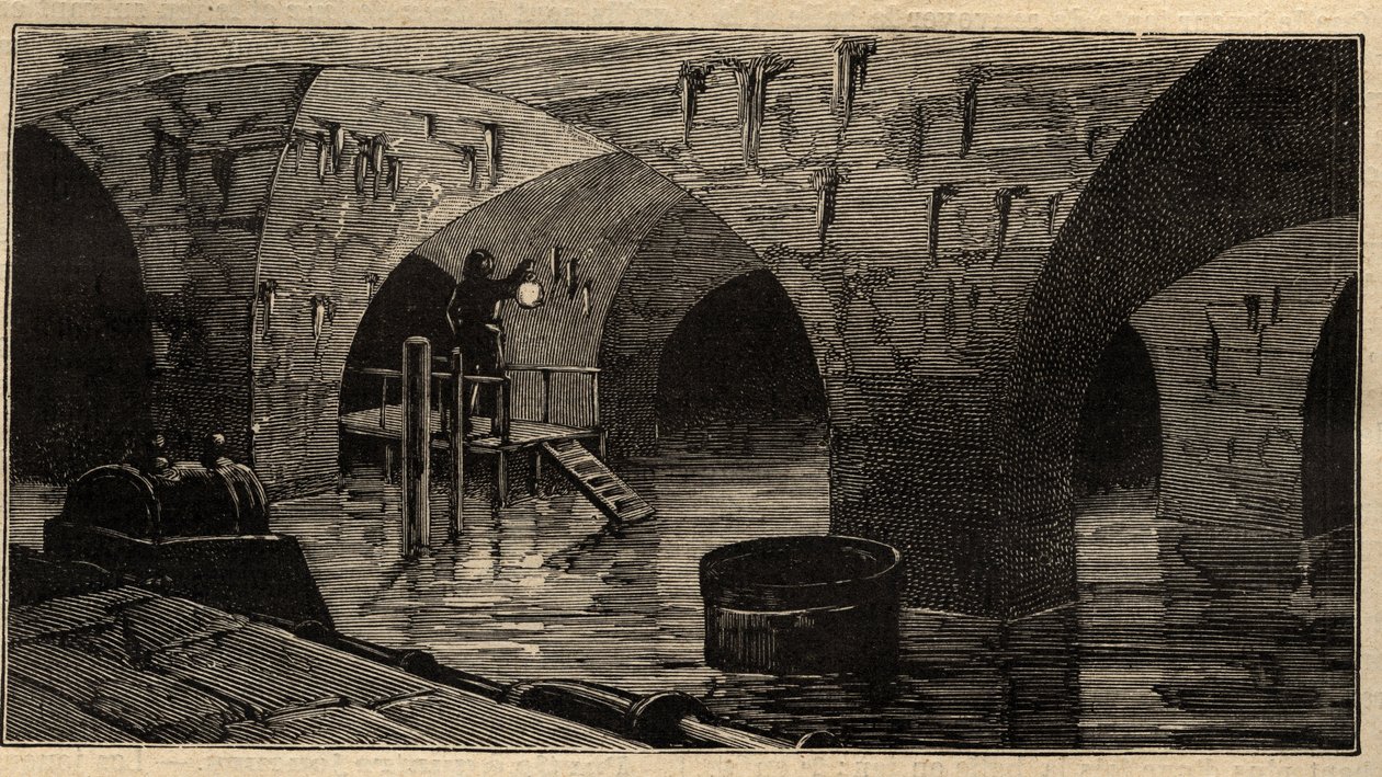 Menilamount水库 - 巴黎 - 1890年 - 雕刻 1890年 作者 匿名匿名