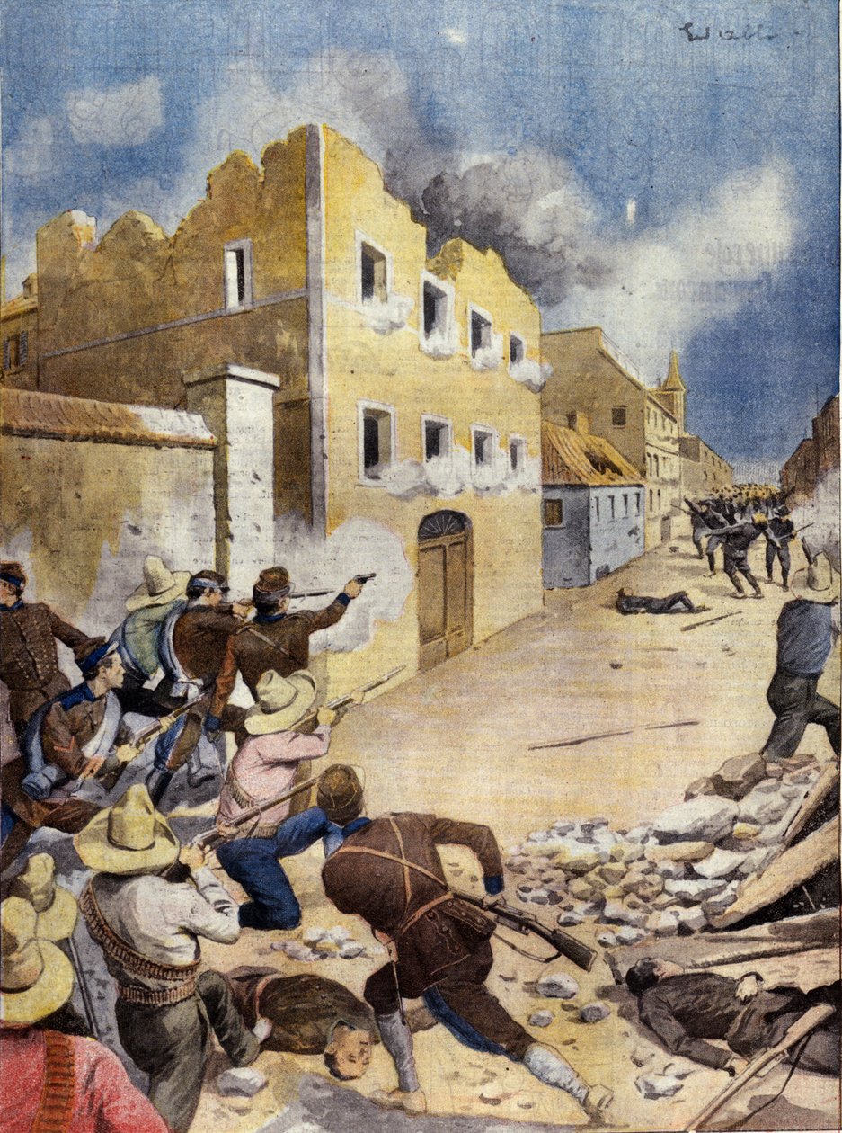 Mexican Revolution (Mexican Revolution: American marines fighting in Vera-Cruz, April 1914) Illustration in “” L