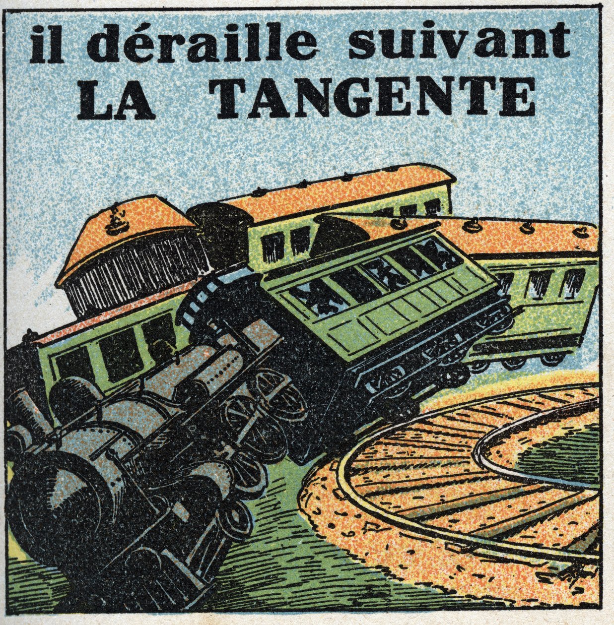 Movements: tangent. Train derailment. Anonymous illustration from 1925. Private collection. 作者 匿名匿名