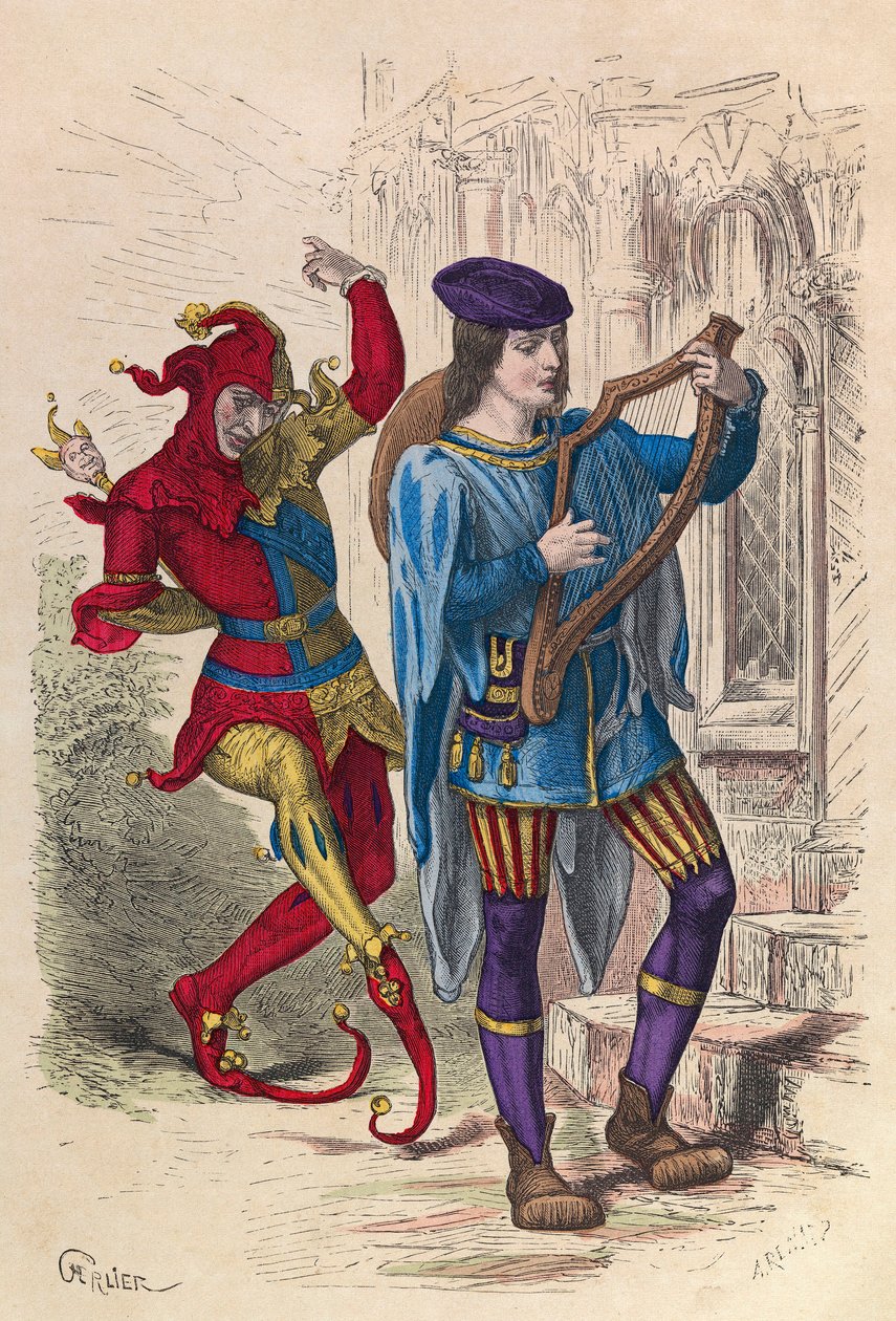 Musicien et fou dansant à Paris au 14th century - 14世纪巴黎的音乐家和舞蹈傻瓜 - 私人收藏 作者 匿名匿名