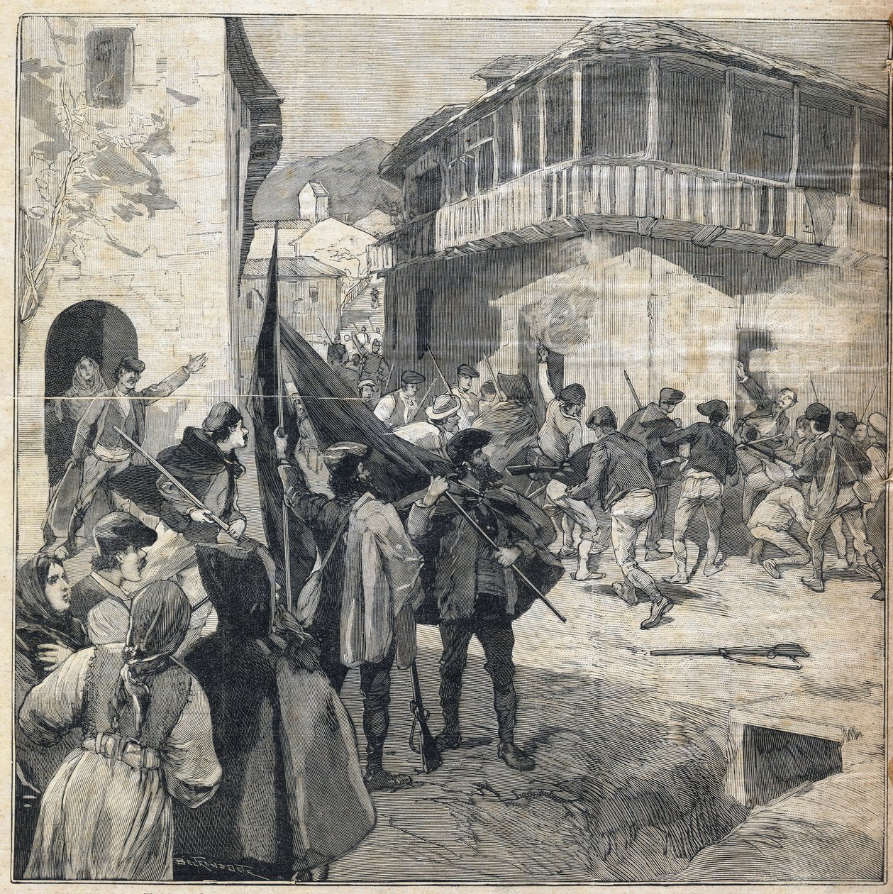 西西里岛的农民起义。1893年12月31日 "小巴黎人 "杂志上的版画。 作者 匿名匿名