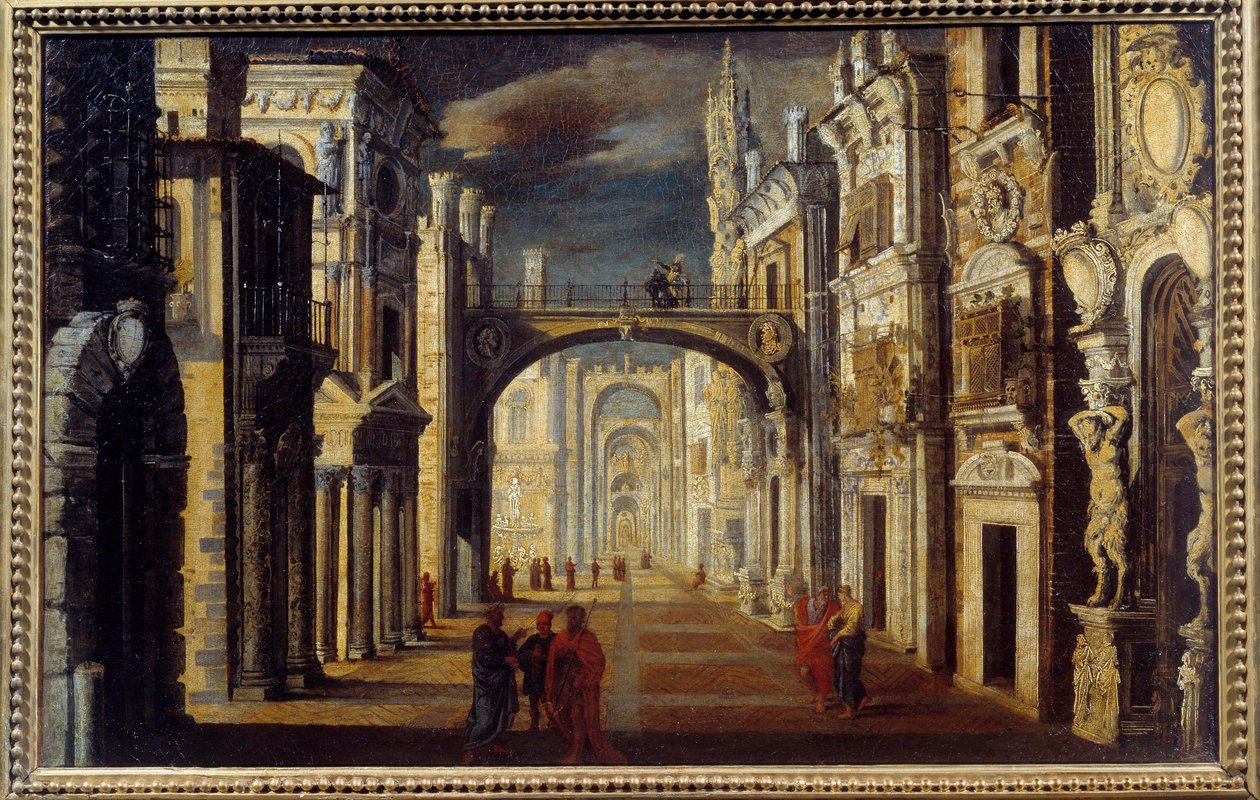 透视内画 弗朗索瓦-德-诺姆(Monsu Desiderio)(1593-1644)17世纪的太阳。0,51x0,81米 奥尔良，艺术博物馆 作者 匿名匿名