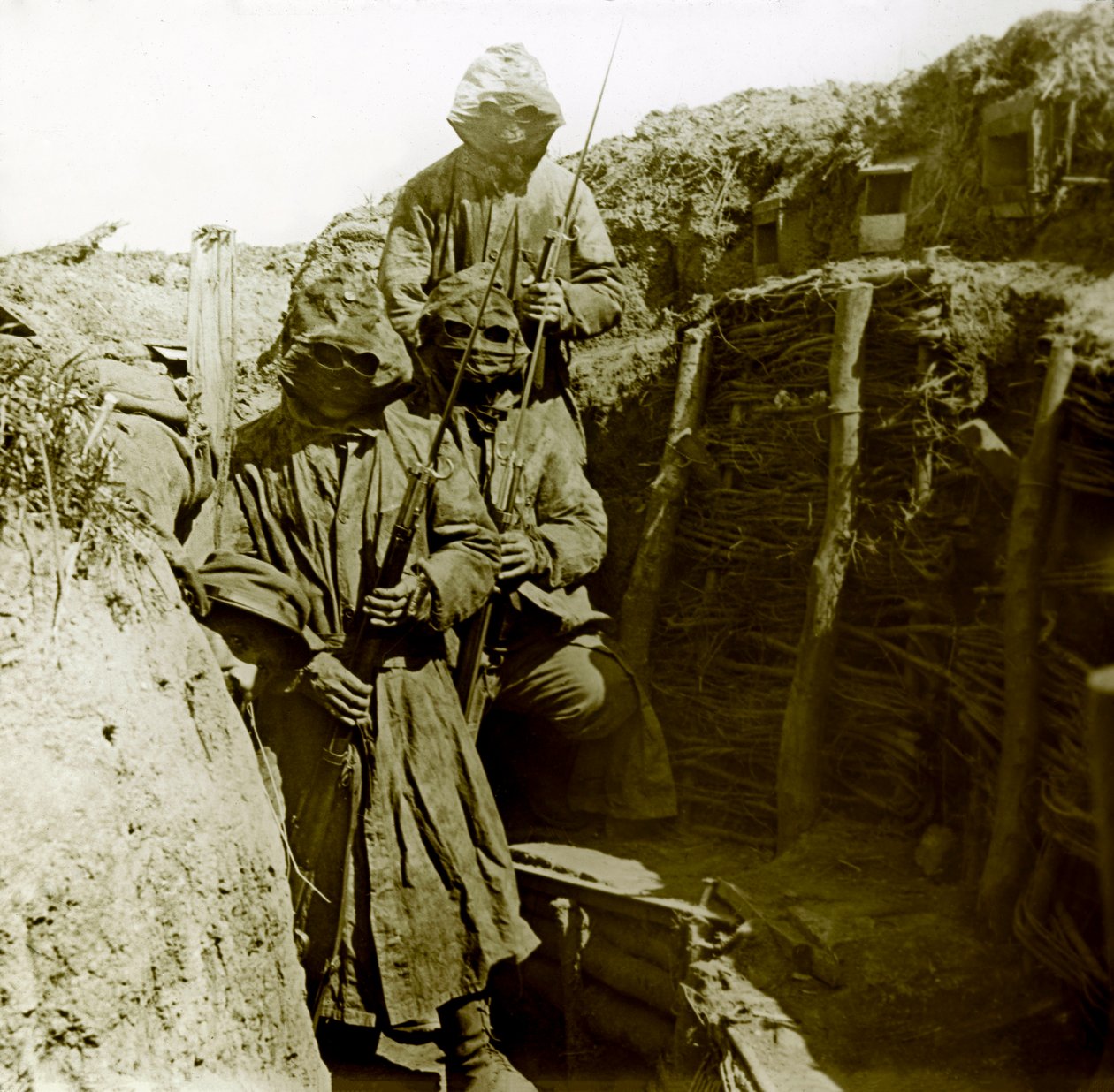 Photography - Stereoscopic glass plate on the First World War: Hairy wearing the combination to resist gas attacks, Private Collection 作者 匿名匿名