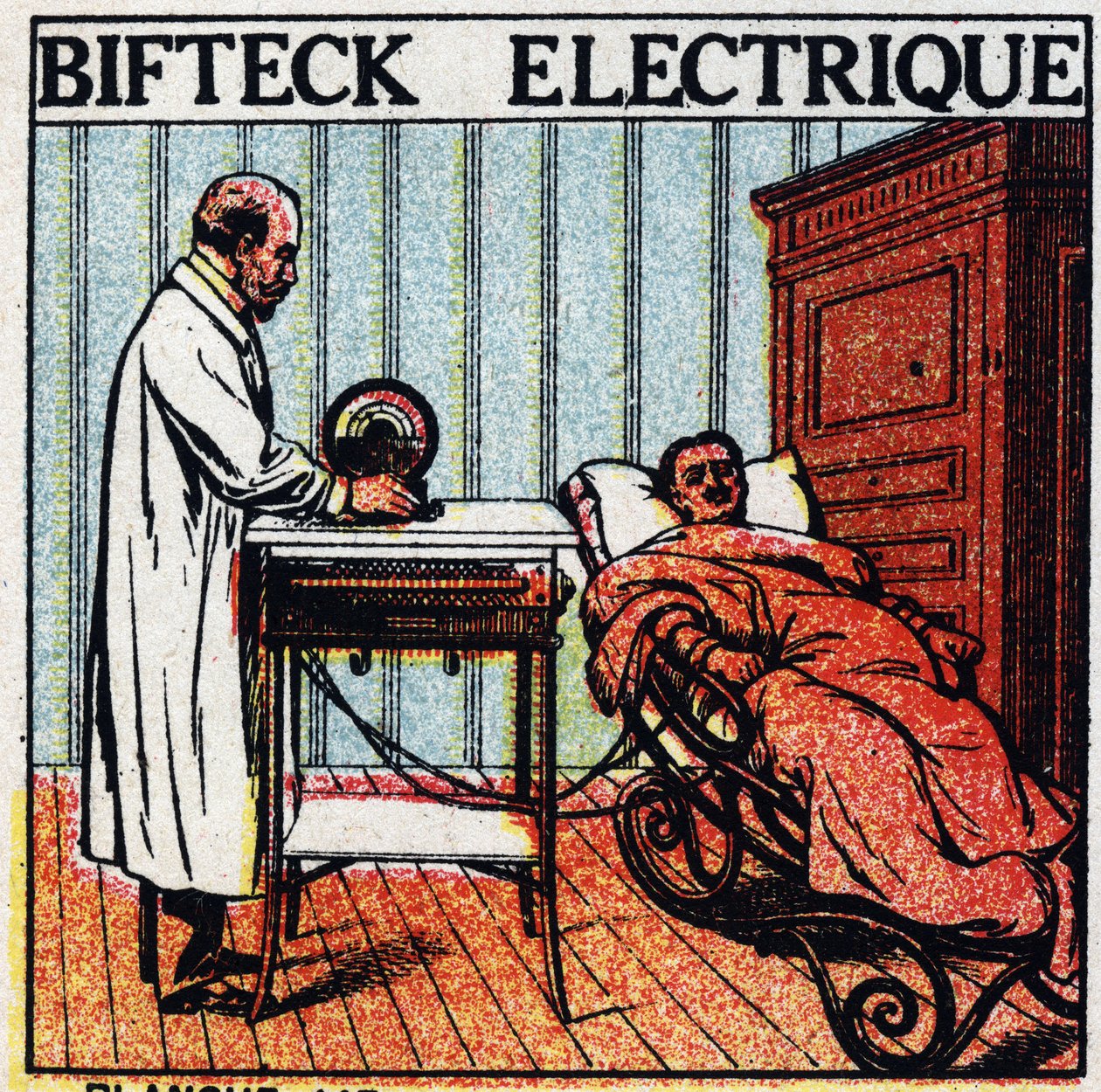 Physiological effects of electricite: electric steak. Care of a patient by passing electricite through his body using bare metal electrodes. Anonymous illustration from 1925. Private collection. 作者 匿名匿名