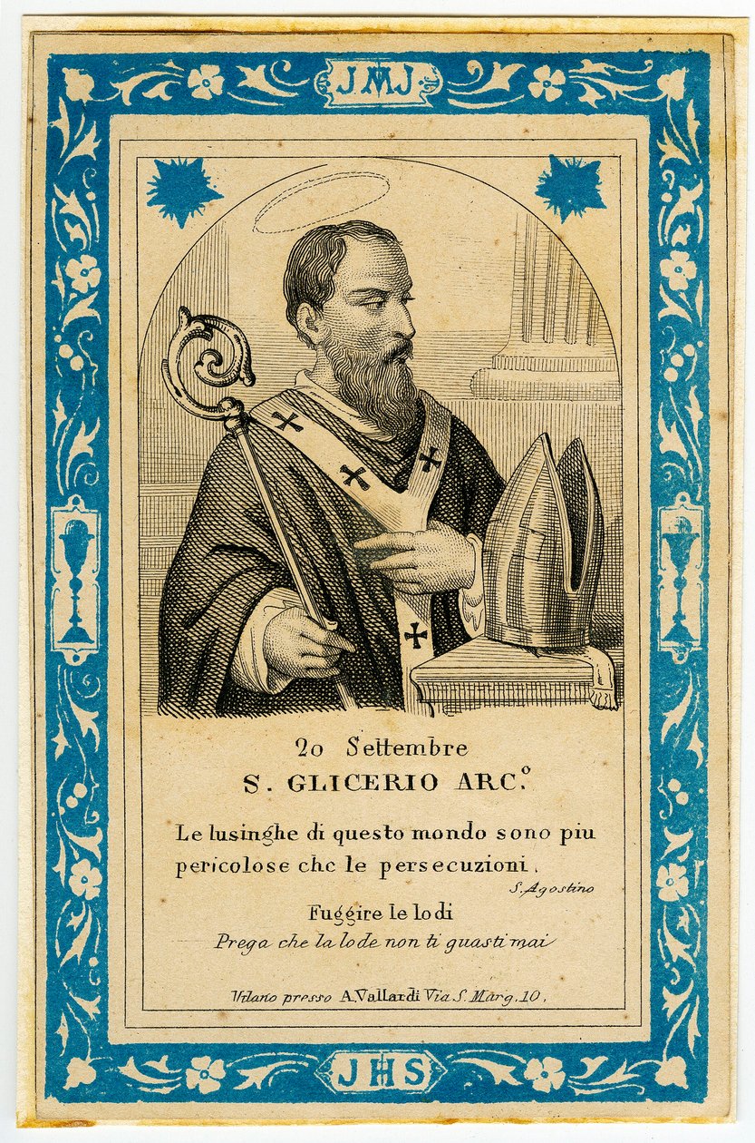 虔诚的形象：San Glicerio（雕刻）。 作者 匿名匿名