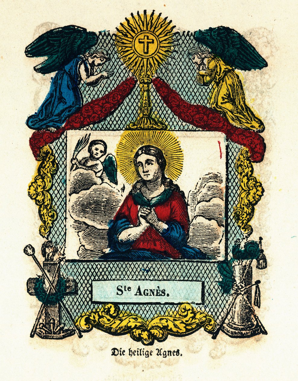 Pious image: Saint Agnes. Engraving of the 19th century Private collection 作者 匿名匿名