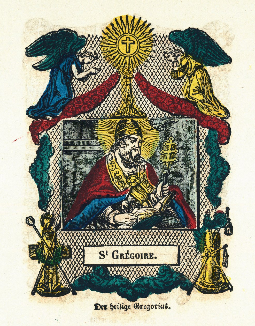 Pious image: Saint Gregoire I the Great. Engraving of the 19th century Private collection 作者 匿名匿名
