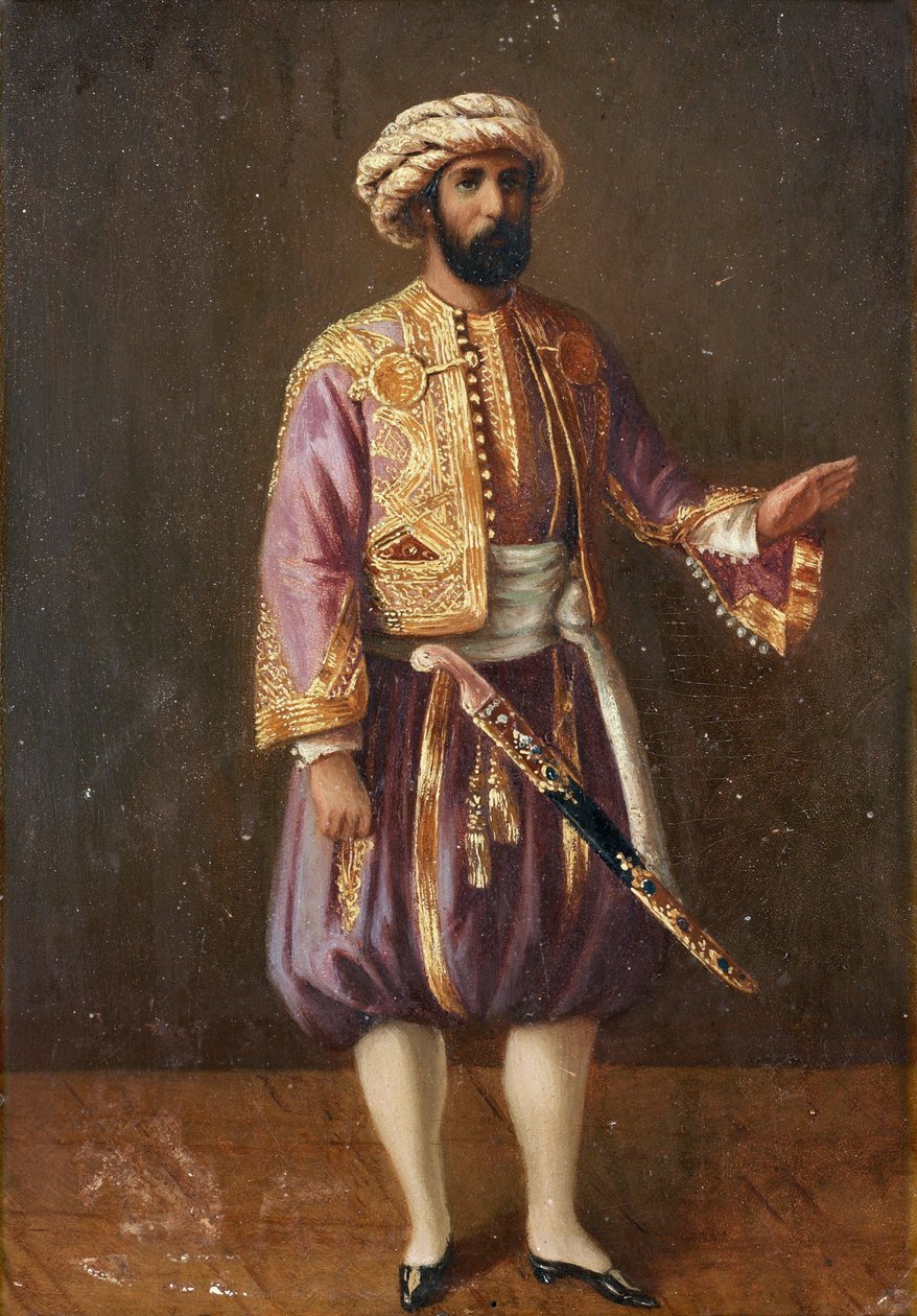 ""瑞典国王查理十五世 (1826-1872) 穿着土耳其服装的肖像 ""（瑞典国王查理十五世穿着土耳其服装的肖像）匿名绘画 19 世纪暗淡 28.5x20.5 厘米私人收藏 作者 匿名匿名