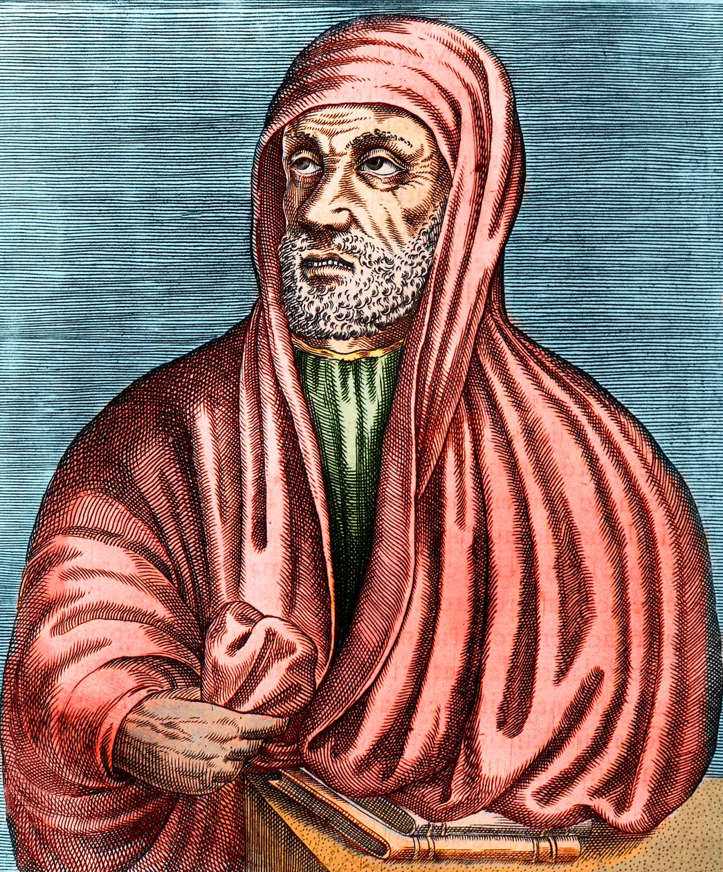 Abu Ali al-Husain ibn Abdallah ibn Sina (Avicenna)（阿维森纳）的肖像。(980-1037），伊朗医生（博士）和哲学家，版画，无签名 作者 匿名匿名
