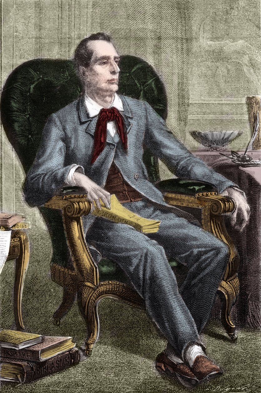 Alphonse de Lamartine (1790-1869)的肖像 - Alphonse de Lamartine (1791-1869)的肖像，法国作家和政治家 - Alphonse de Lamartine (1790-1869)1865-1866年在 "Histoire des Girondins "的版画 - 私人收藏 作者 匿名匿名