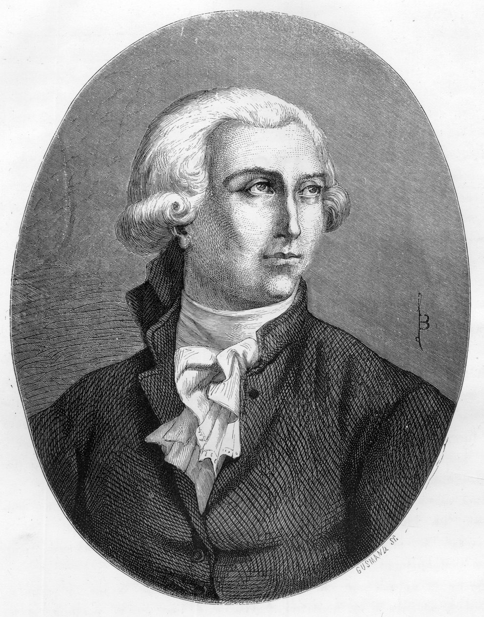 安托万-洛朗-拉瓦锡（Antoine Laurent Lavoisier）（1743-1794）的肖像，法国化学家--1863年的版画，载于Dupray de La Maherie的《Le Livre Rouge - Histoire De L