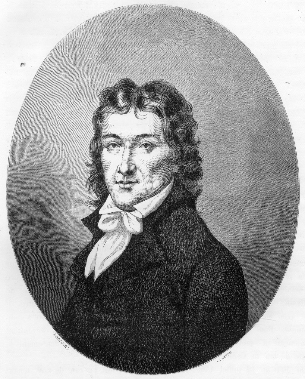 卡米尔-德穆兰（1760-1794）的肖像--1863年的版画，载于杜普雷-德-拉-马赫里的《红皮书--法国茶文化史》。私人收藏。 作者 匿名匿名