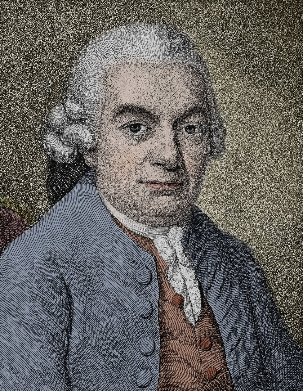 德国作曲家卡尔-菲利普-伊曼纽尔-巴赫（Emmanuel）（1714-1788）的肖像（雕刻）。 作者 匿名匿名