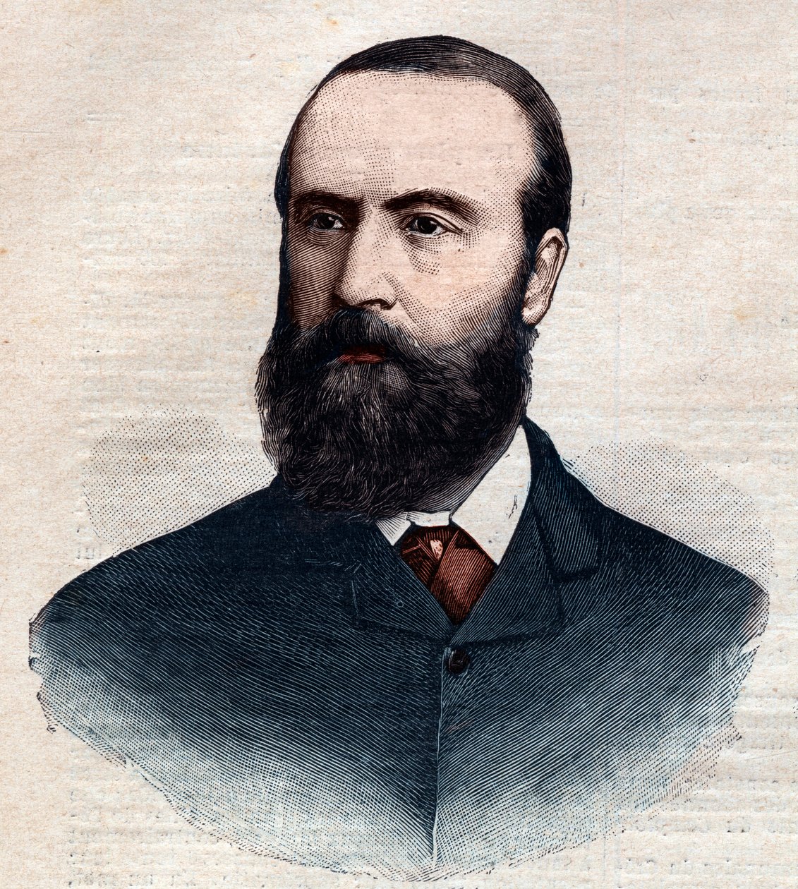 查尔斯-斯图尔特-帕内尔（1846 -1891）的肖像，爱尔兰政治家。1891年发表在《小巴黎人》上的版画。私人收藏。 作者 匿名匿名