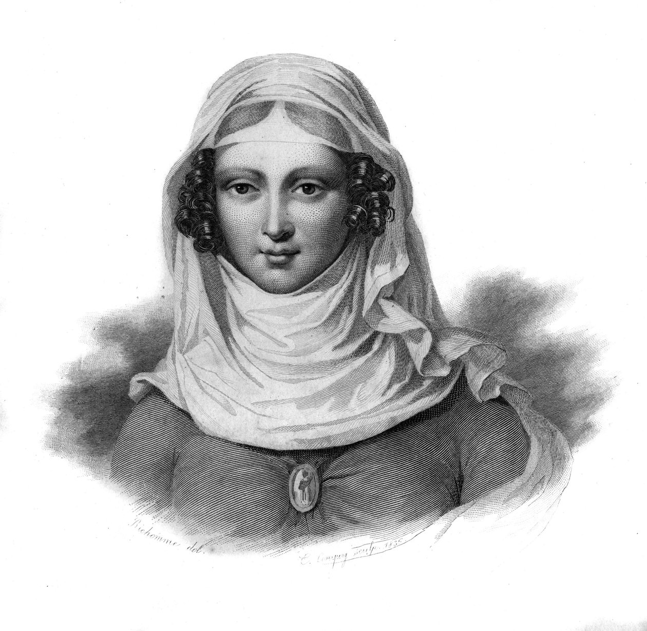 生活在14世纪的图卢兹女士克莱蒙斯-伊索尔（Clemence Isaure）的肖像，载于 "Portraits et histoire des hommes utile: hommes et femmes de tous pays et de tous conditions, qui acquis les droits à la recognition des hommes" published and propages b. 作者 匿名匿名