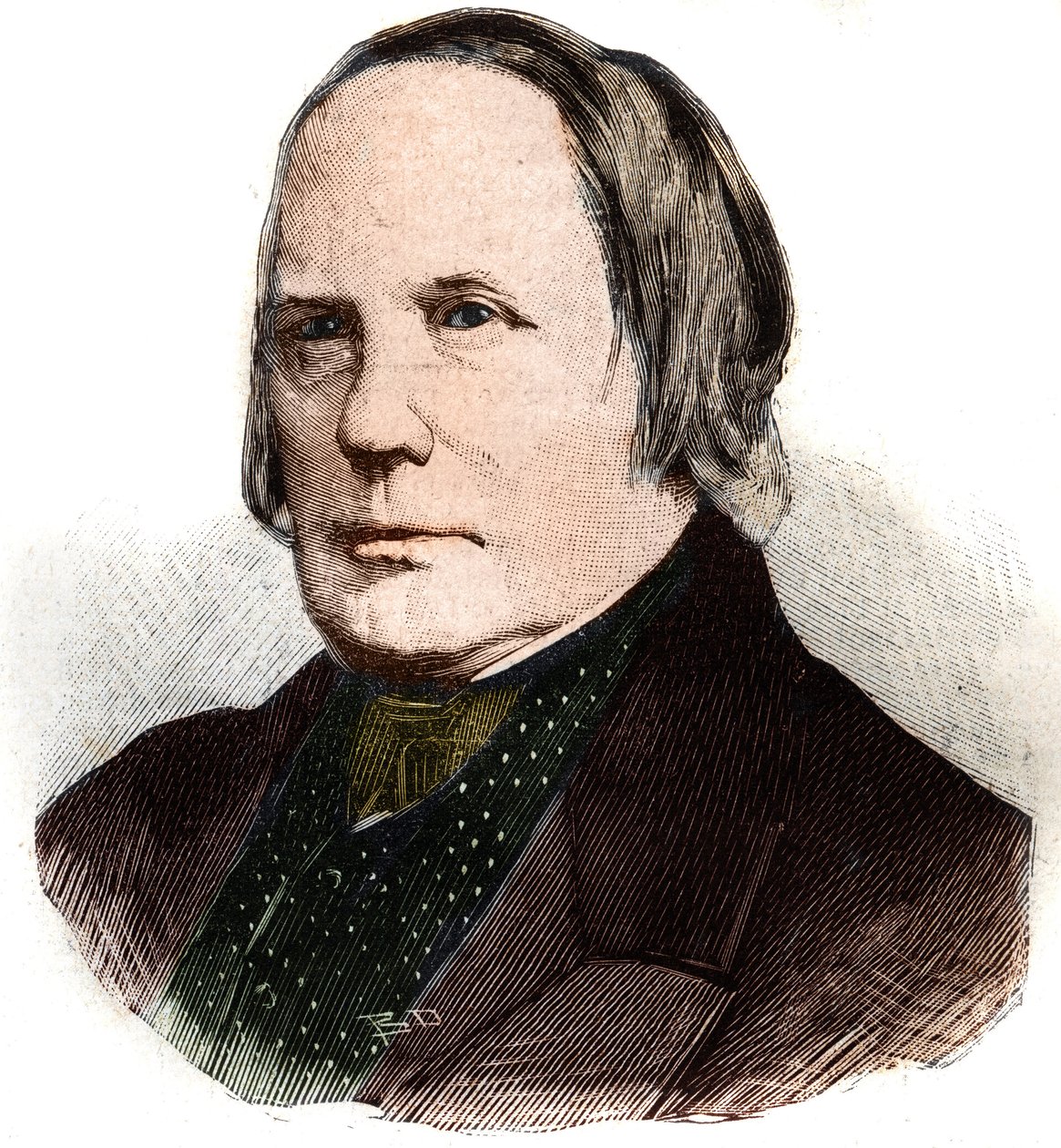 埃德加-奎纳（1803-1875）的肖像，法国作家和历史学家。雕刻在 "Le Peute Parisien "中。 作者 匿名匿名