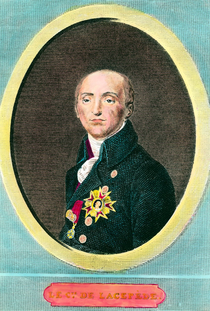 法国自然科学家Etienne de La Ville，De Lacepede伯爵（1756-1825）的肖像。佚名的雕刻品 作者 匿名匿名