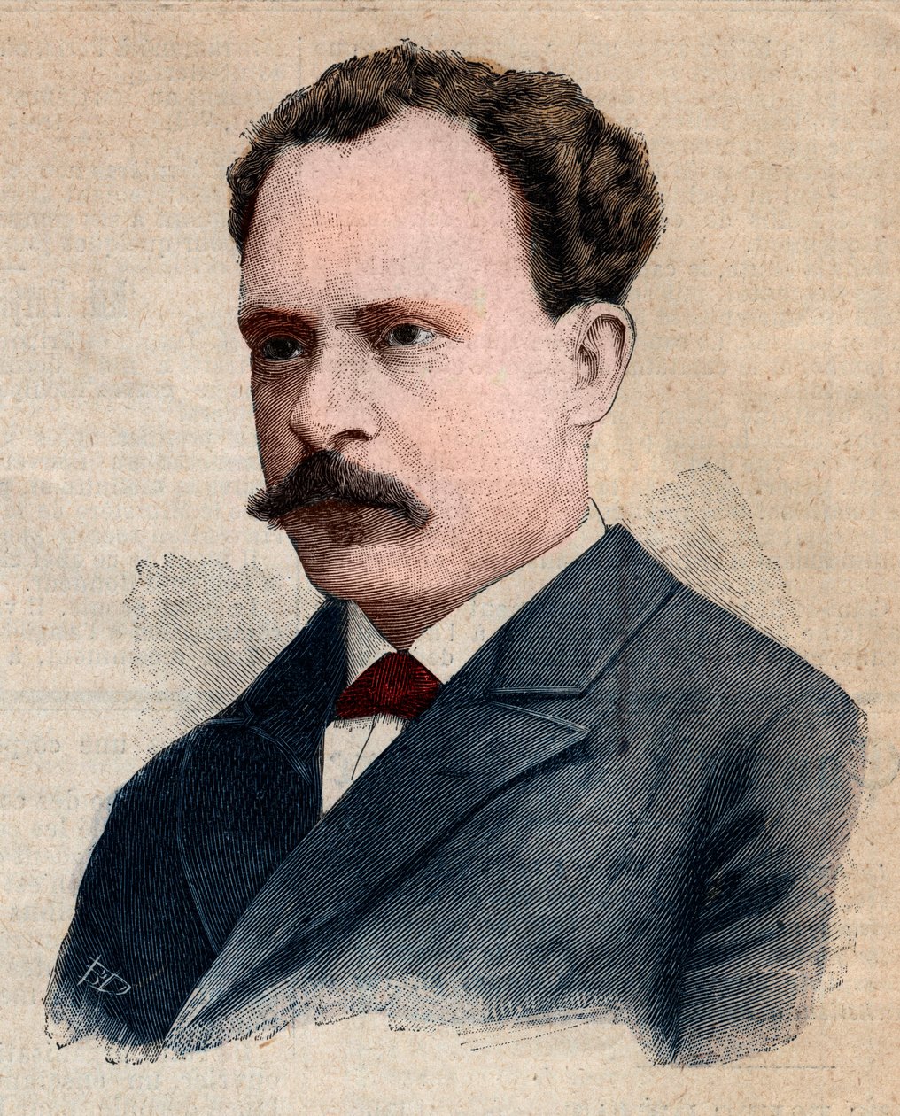 尤金-特平（1848-1927）的肖像，专门研究炸药的化学家。1891年发表在《小巴黎人》上的版画。私人收藏。 作者 匿名匿名