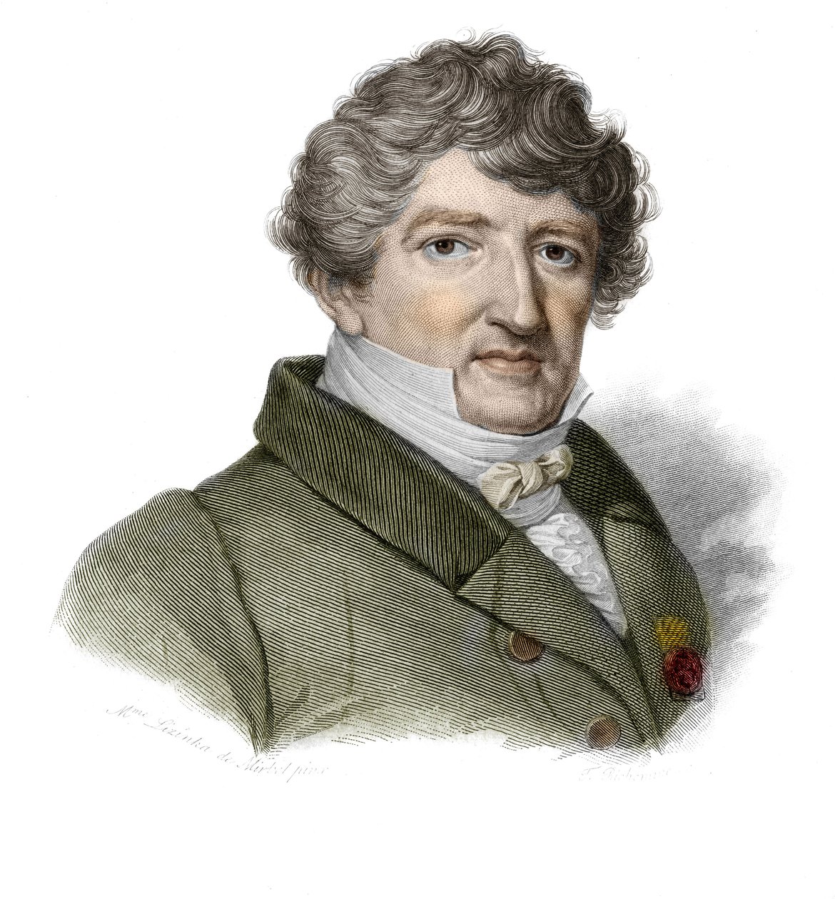 法国古生物学家乔治·居维叶 (Georges Cuvier)（1764-1832 年）的肖像，《有用男人的肖像和历史：所有国家和所有条件下的男人和女人，他们都获得了承认男人的权利》，由 Mociete Mo 出版和传播 作者 匿名匿名