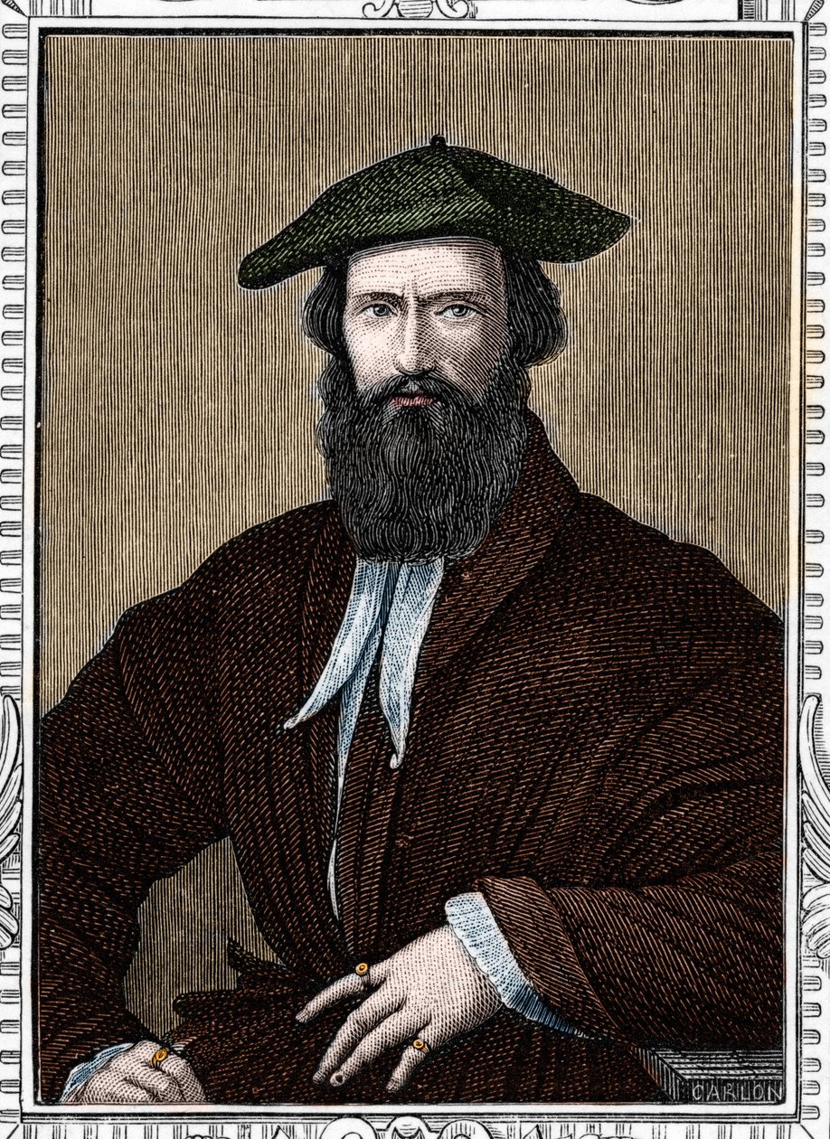 Girolamo Francesco Maria Mazzola的肖像，称为Parmigianino或The Parmesan（1503-1540）意大利画家。1859年雕刻在 "欧洲画廊-意大利 "的armengaud。私人收藏。 作者 匿名匿名