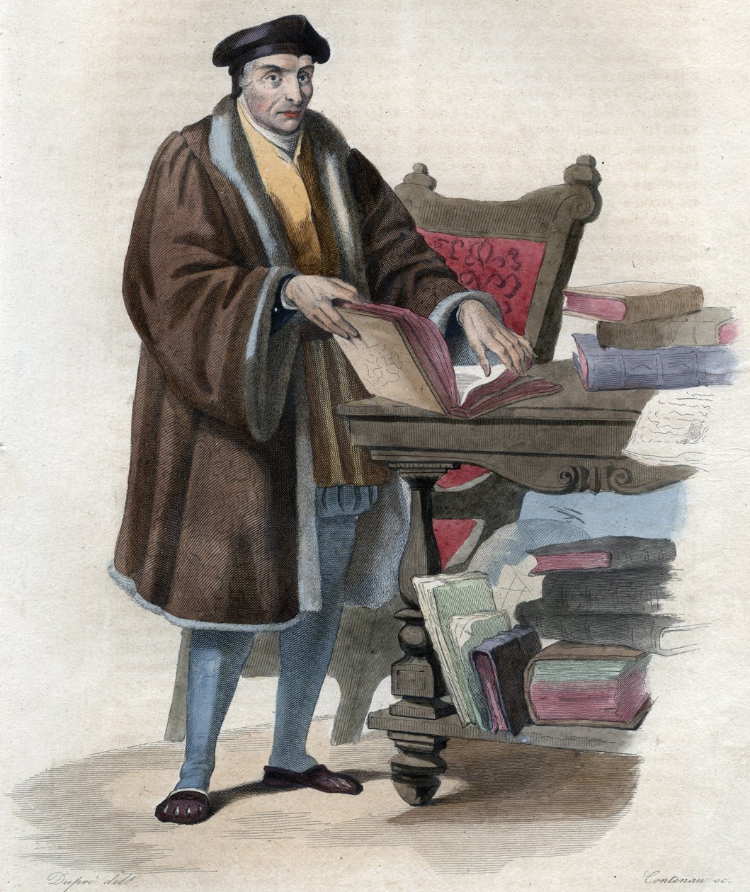 纪尧姆-布德（Budee）（Budaeus）（1467-1540）的肖像，法国学者。插图来自埃德蒙-梅内克的 "Le Plutarque Français"。 作者 匿名匿名