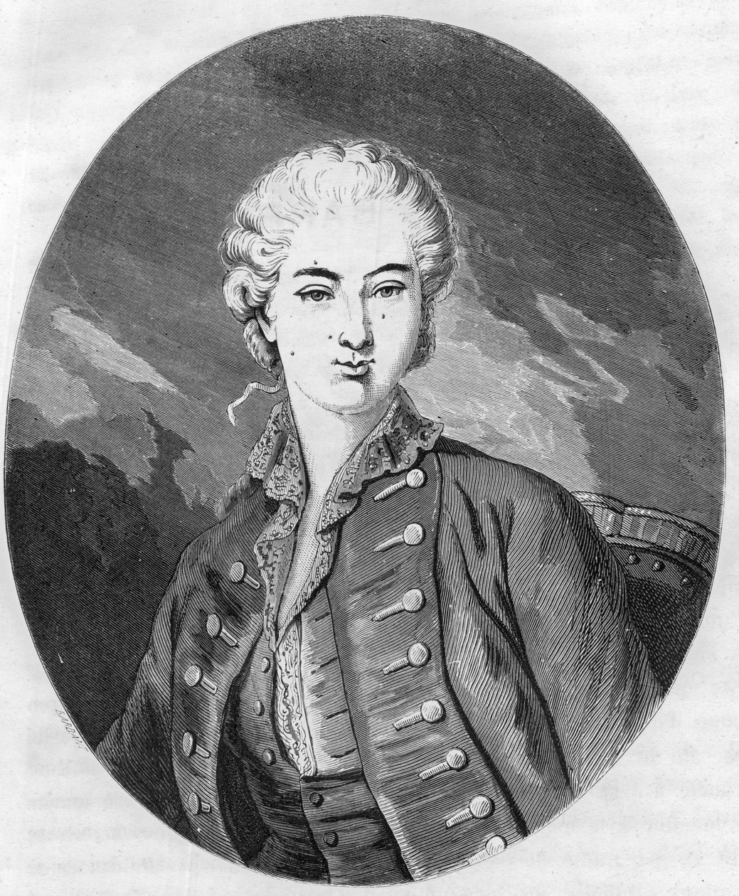 让娜-贝库，杜巴里伯爵夫人（或夫人）（1743-1793）的肖像，路易十五的最后一个情妇--1863年的版画，载于杜普雷-德-拉-马赫里的《红皮书--法国茶道史》。私人收藏。 作者 匿名匿名
