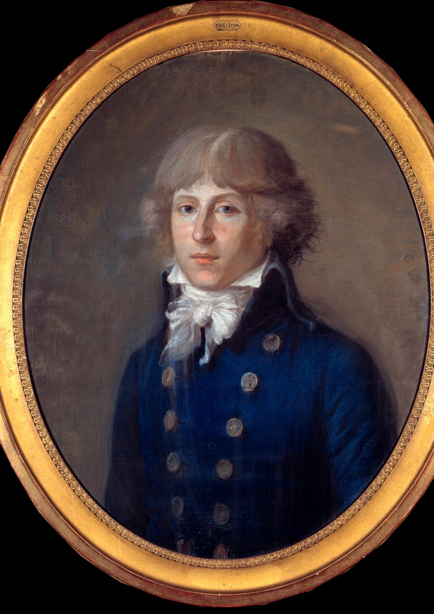 Louis Antoine de Saint Just (或 Saint-Just) (1767-1794) 的肖像，政治家。 匿名的 18 世纪粉彩。 暗淡。 0,61 x 0,50 m 巴黎，Musee Carnavalet - Louis Antoine de Saint Just（或 Saint-Just）（1767-1794），政治家的肖像。 匿名粉彩 p 作者 匿名匿名