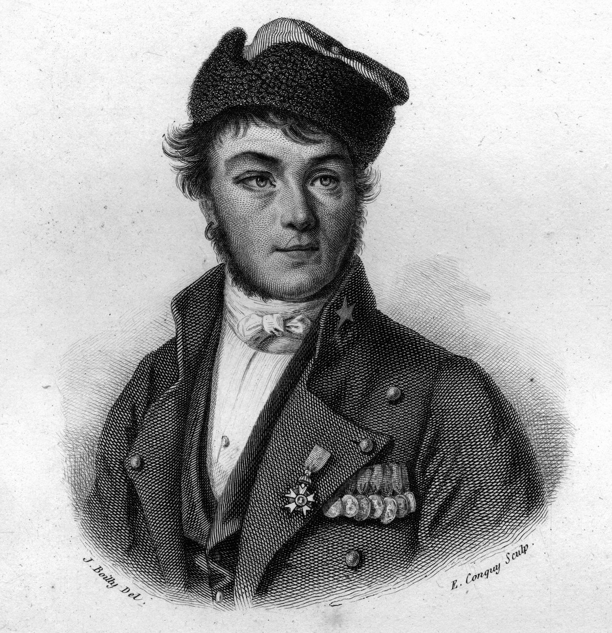 路易-布鲁内（1807-1843）的肖像，来自鲁昂的救援者。在 "有用的人的肖像和历史：所有国家和条件下的男人和女人，他们获得了对人的认可的权利"，由蒙蒂翁和弗兰克尔协会出版和宣传。 作者 匿名匿名