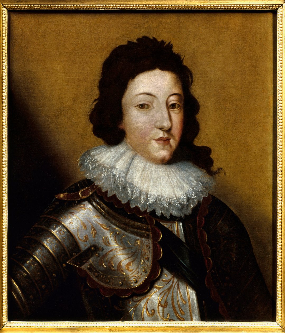路易十三 (1601-1643) 的肖像。 17 世纪的匿名绘画。 布面油画。 必须提及：兰斯，Musee Des Beaux Arts 作者 匿名匿名