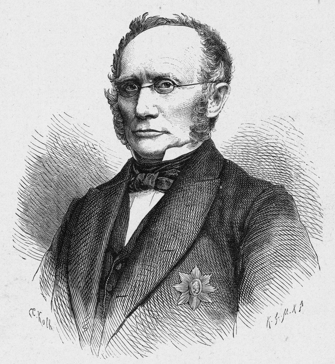 路德维希-温德托斯特（1812-1891）的肖像，德国天主教政治家。路易-尤金(Louis Eugene)-卢韦在 "Les Missions Catholiques au XIXeme Siecle "中的雕刻，私人收藏。 作者 匿名匿名