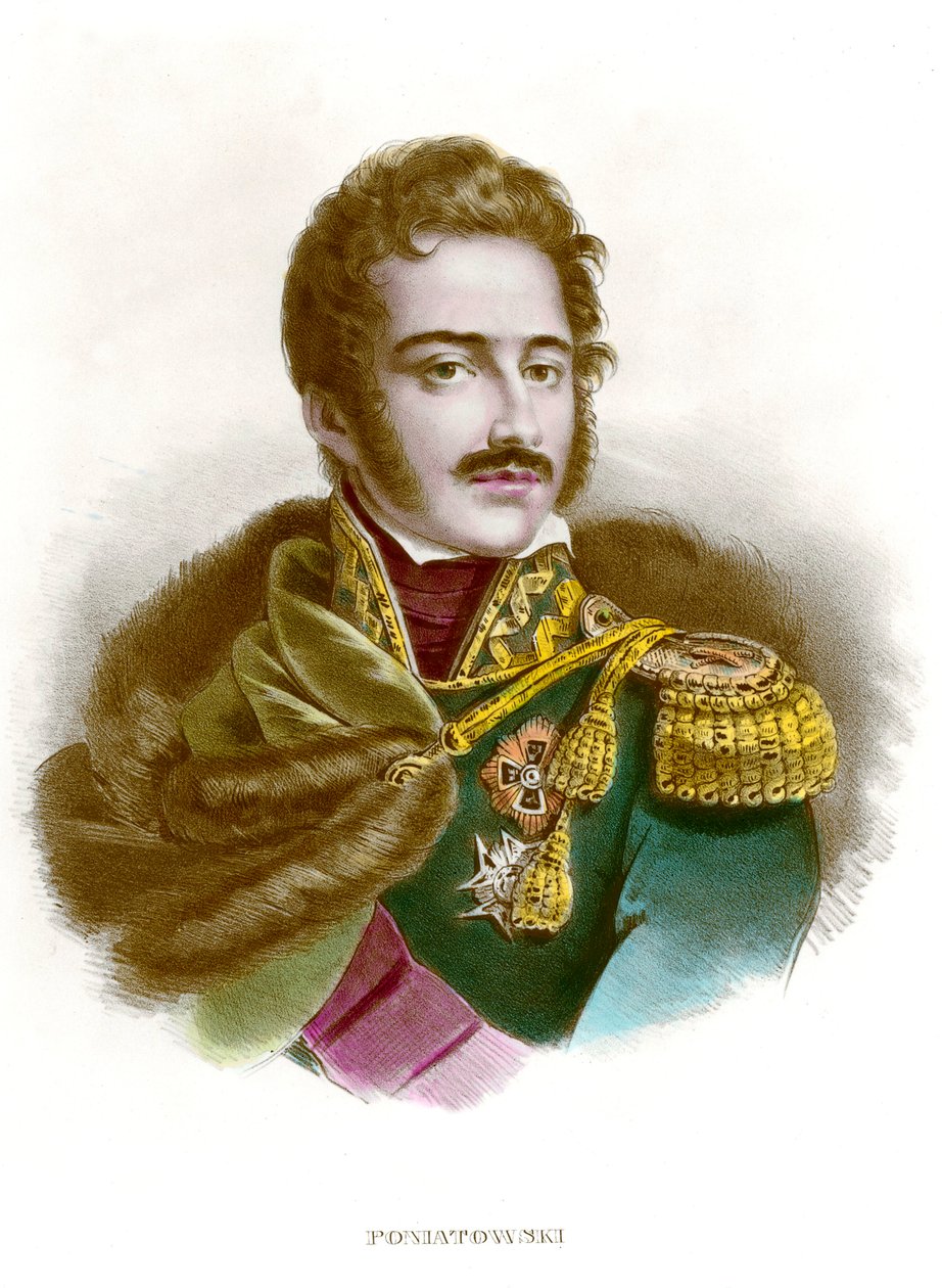 约瑟夫-安东尼-波尼亚托夫斯基（Marechal Joseph (Jozef) Antoni Poniatowski）（1763-1813）波兰军官的肖像。19世纪的雕版印刷品 私人收藏 作者 匿名匿名