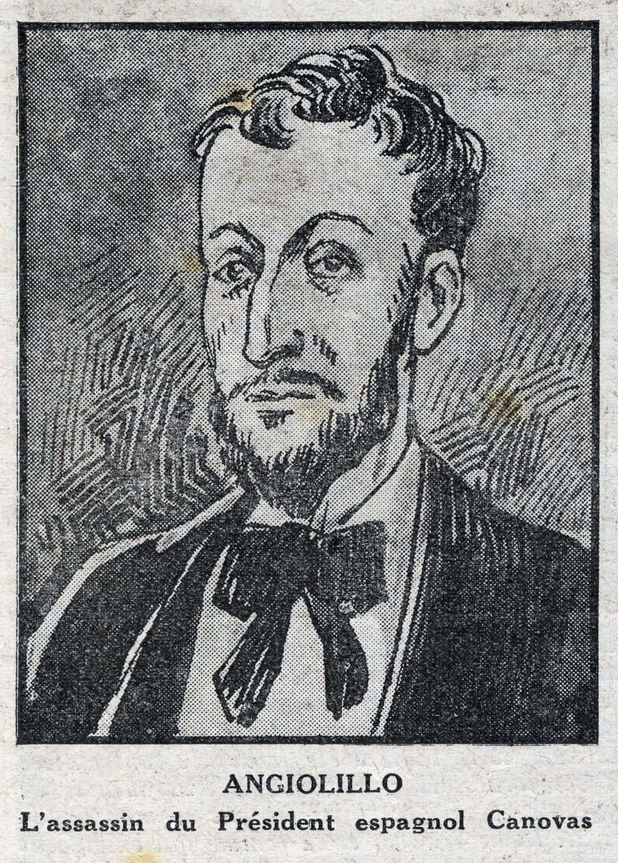 Michele Angiolillo Lombardi dit Jose Sants或Rinaldini的肖像，意大利无政府主义者（1871-1897）刺杀西班牙议会主席Antonio Canovas del Castillo（1828-1897）。载于 "L