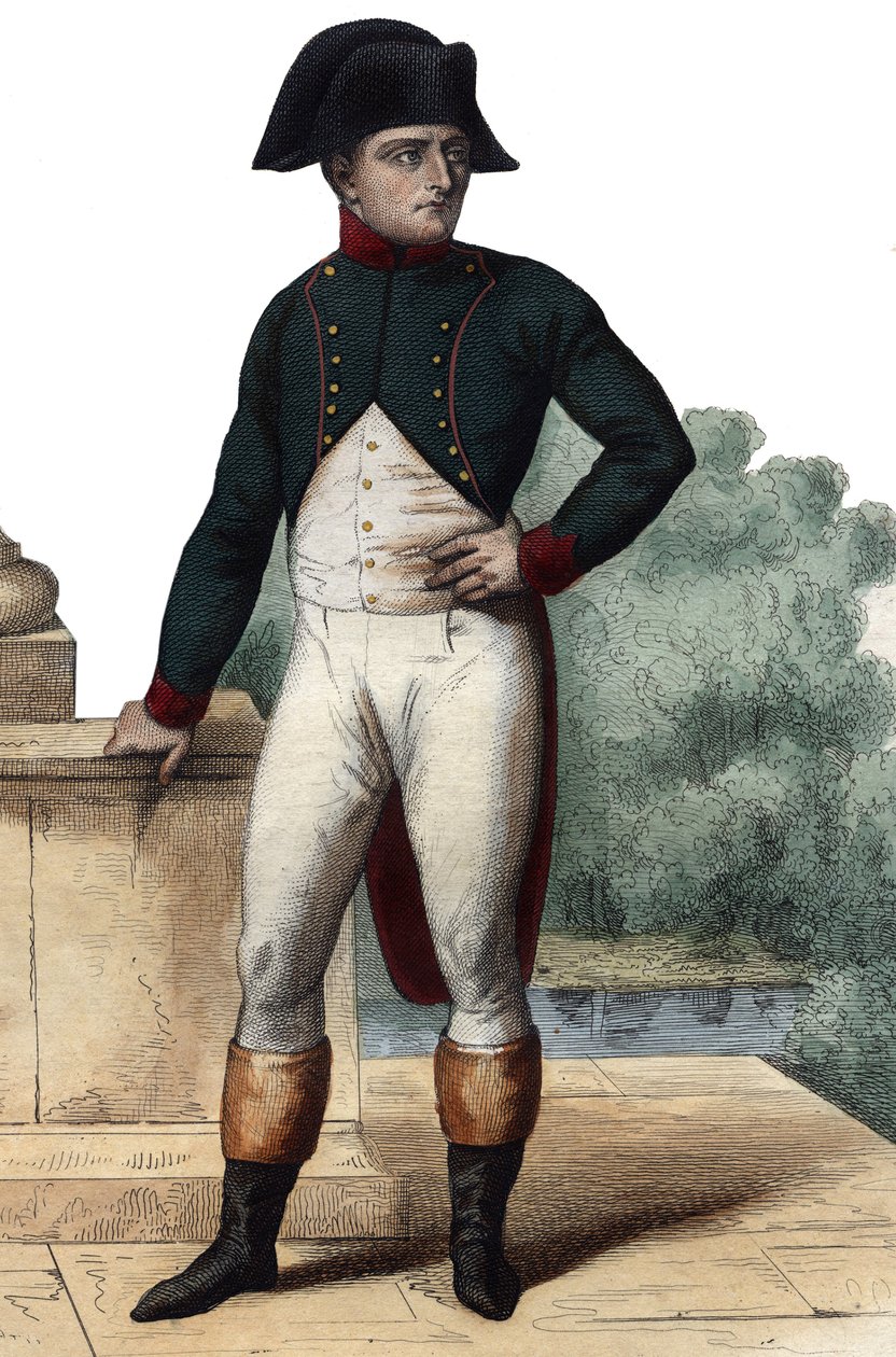 拿破仑-波拿巴（1768-1821）作为第一执政官的肖像，插图来自埃德蒙-梅内克的 "Le Plutarque Français"。 作者 匿名匿名