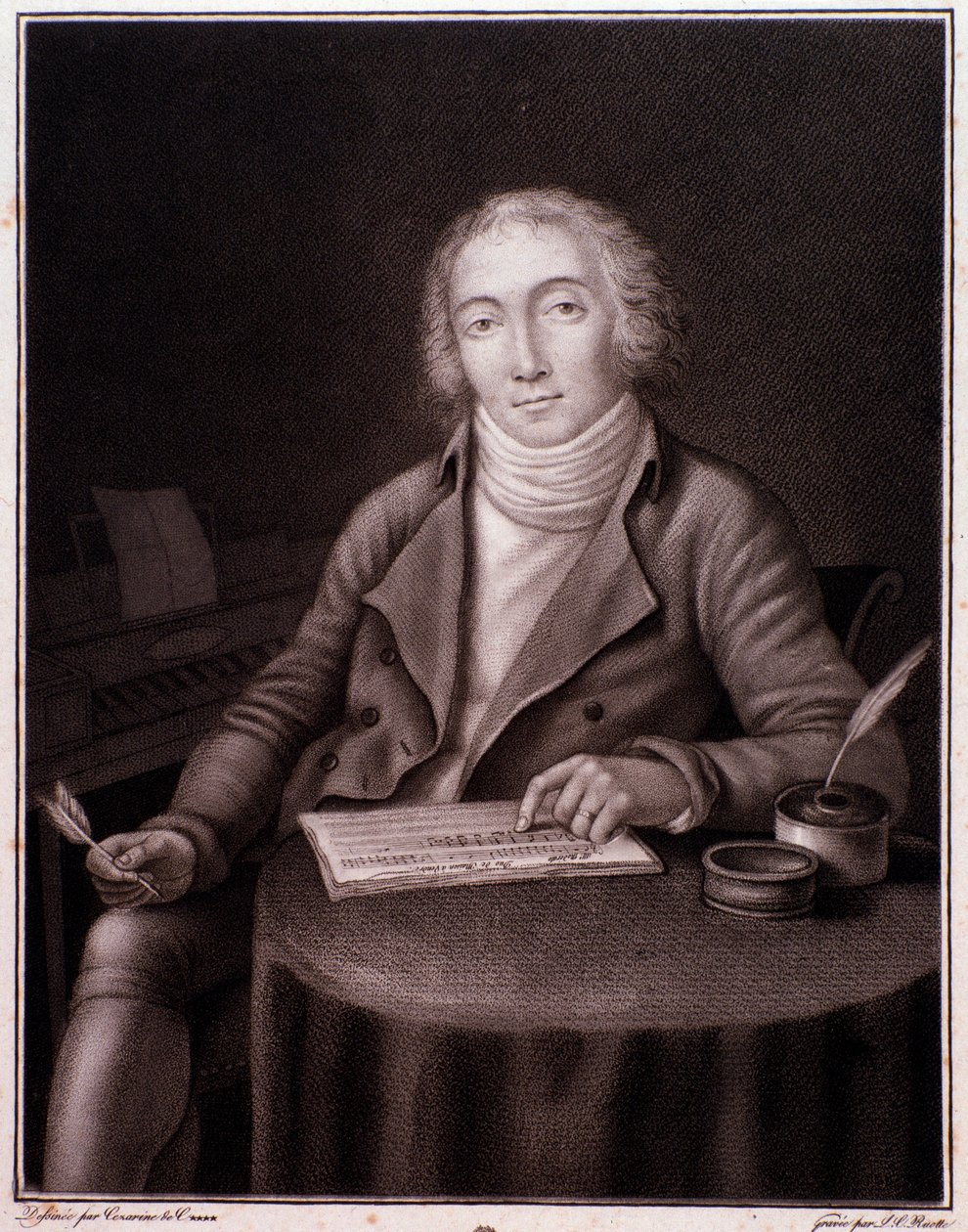 Nicolas Marie Dalayrac (1753-1809)英国作曲家的肖像 雕刻。19世纪。私人收藏 作者 匿名匿名