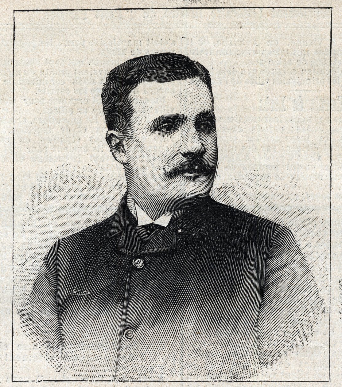 法国作家Pierre Decourcelle（1856-1926）的肖像。雕刻在 "Le Petro Parisien "上 作者 匿名匿名