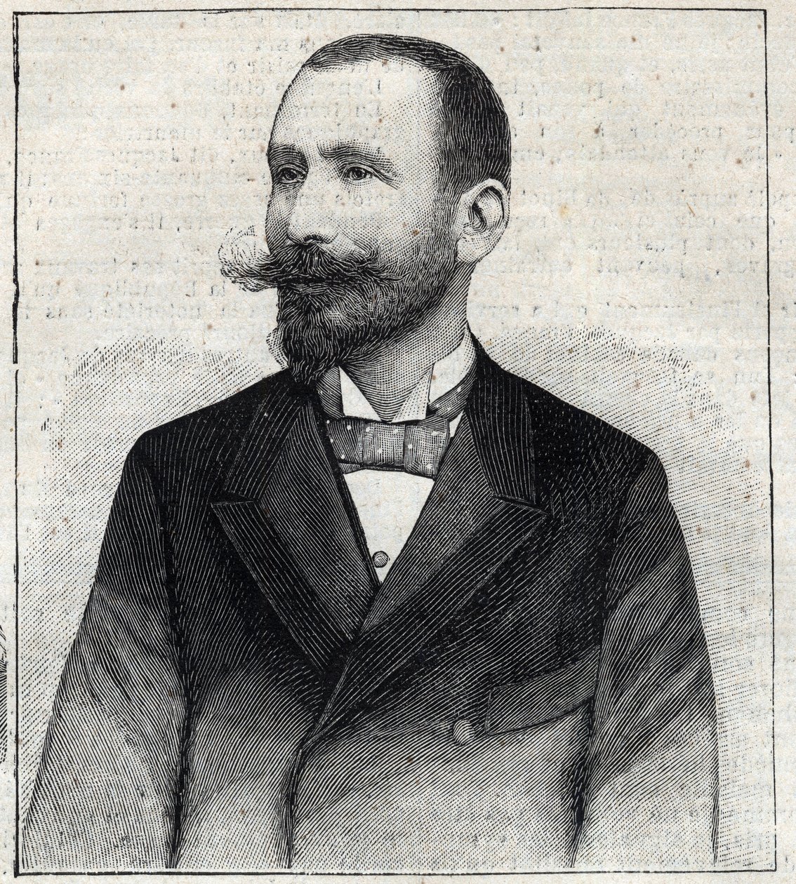 皮埃尔-萨尔斯(1854-1921)的肖像，法国作家。雕刻在 "Le Petro Parisien "中。 作者 匿名匿名