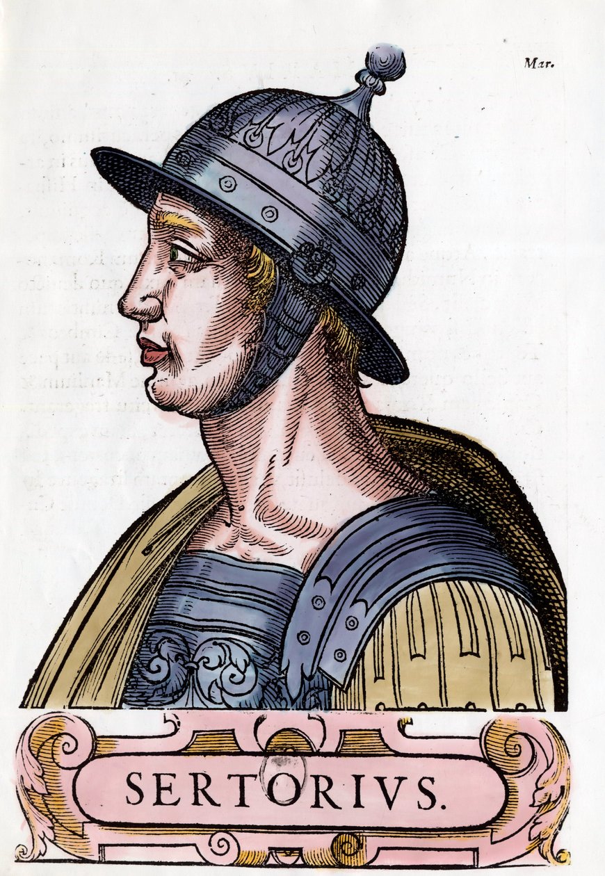 Portrait of Quintus Sertorius (123-72 BC), Roman general. Engraving. Private collection. 作者 匿名匿名