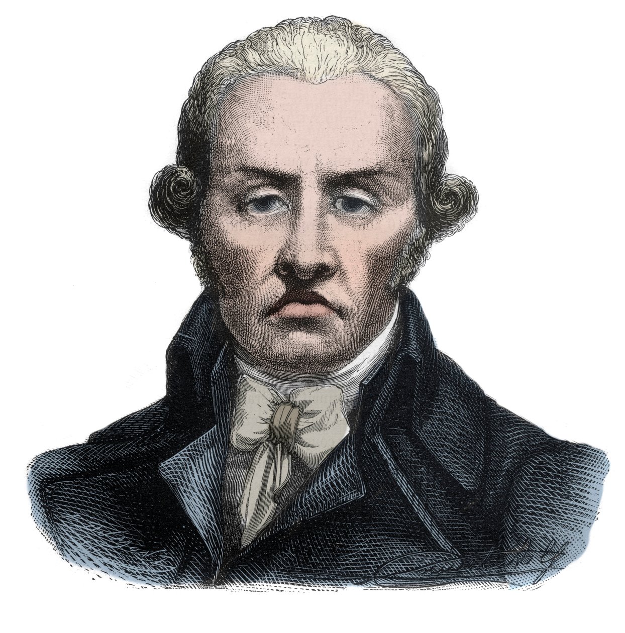 斯坦尼斯拉斯-玛丽-马亚尔（1763-1794）的肖像，法警和法国大革命的象征性人物--阿尔方斯-德-拉马丁（1790-1869）1865-1866年创作的《吉伦丁的历史》中的版画--私人收藏。 作者 匿名匿名