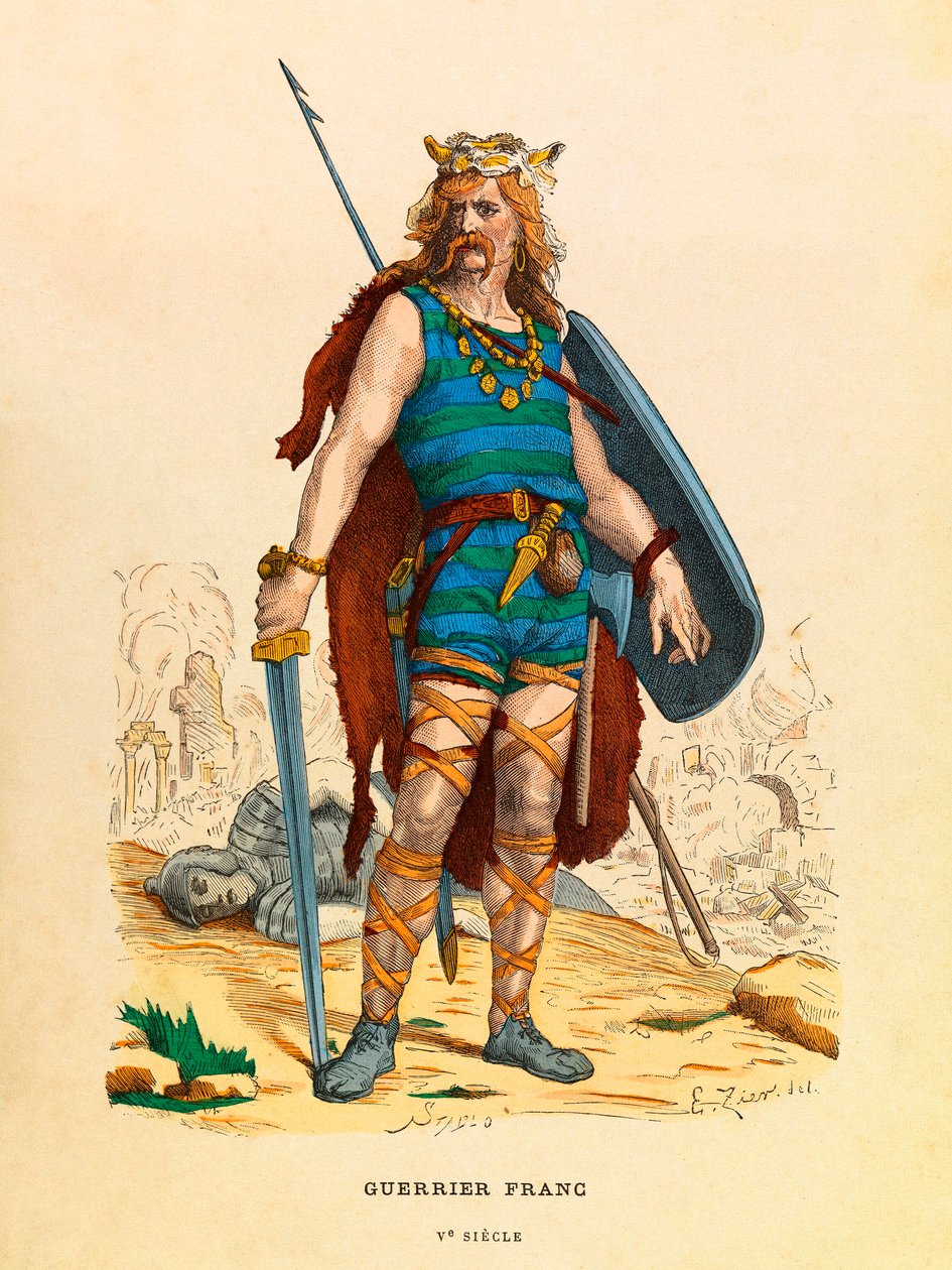 Portrait of a Franc warrior during Antiquite, engraving - private collection 作者 匿名匿名