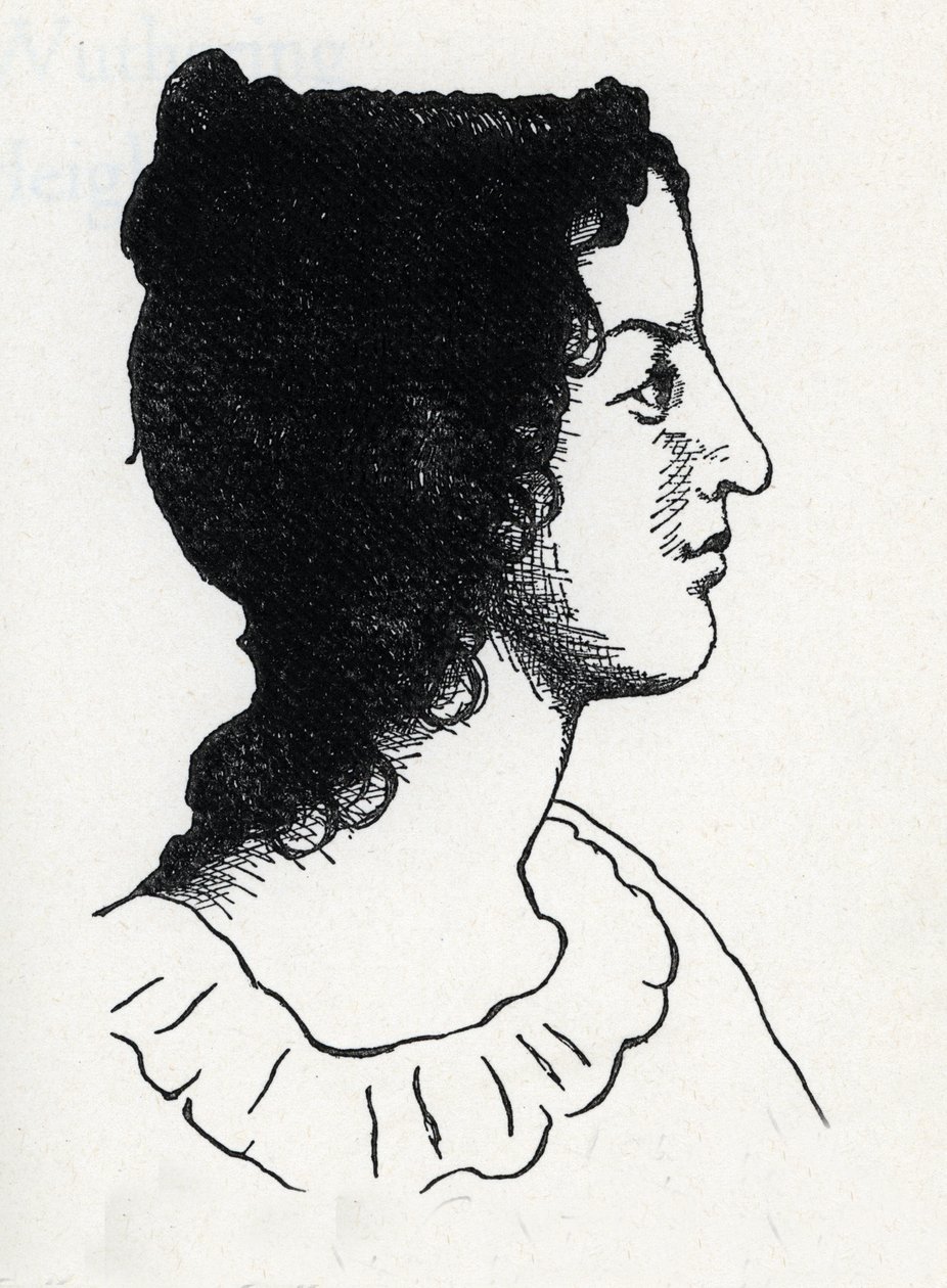 英国作家艾米莉·勃朗特 (1818-1848) 的肖像（雕刻自“Les Hauts de Hurlevent”） 作者 匿名匿名