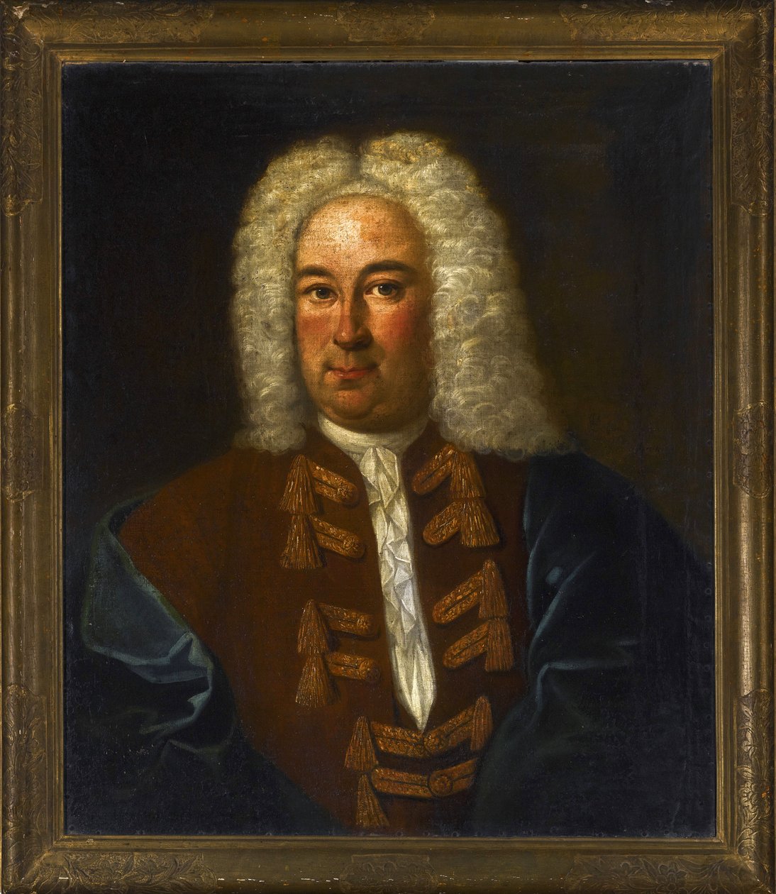 作曲家乔治·弗里德里希·亨德尔 (Haendel) (1685-1759) 的肖像，无名。 布面油画，尺寸：76x64 作者 匿名匿名