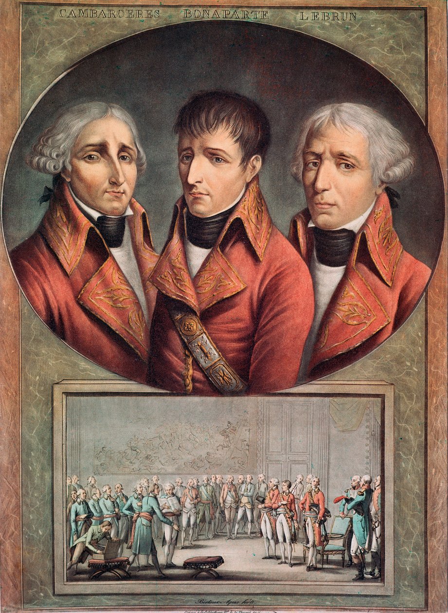 Portrait of the three consuls Cambaceres, Napoleon Bonaparte and Charles-Francois Lebrun (engraving 作者 匿名匿名