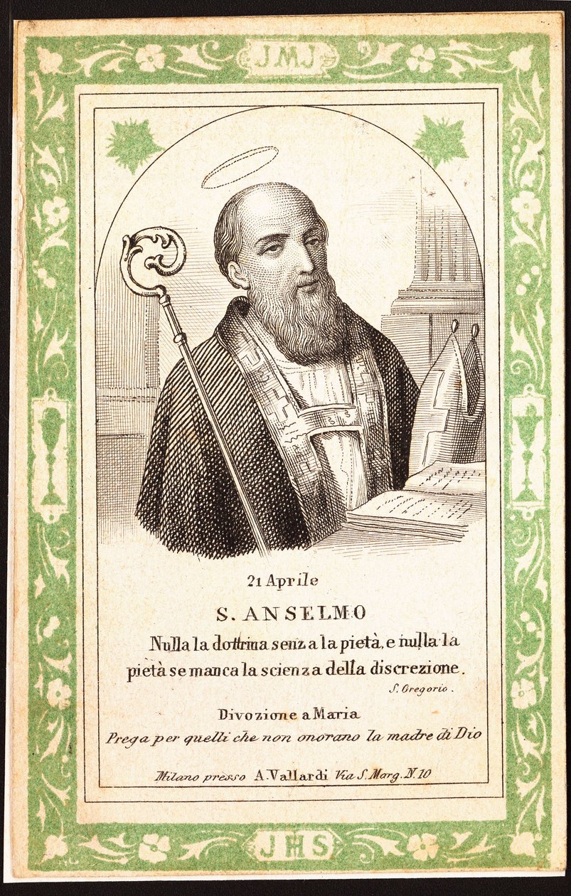 Representation of Saint Anselm Pious image. Postcard. The beginning of the 20th century. Private Collection 作者 匿名匿名