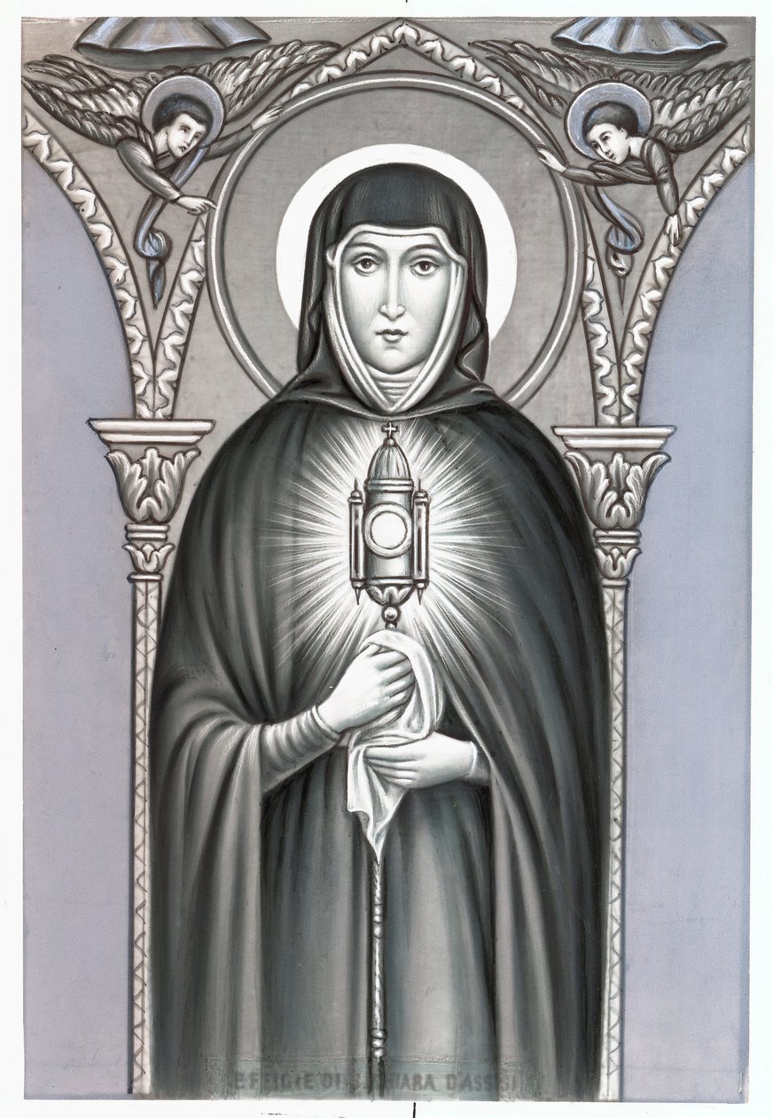 Representation of Saint Claire (Chiara) of Assisi (c.1192-1253), founder of the religious order of the Clares Pious image. Debut of the 20th century Private Collection 作者 匿名匿名