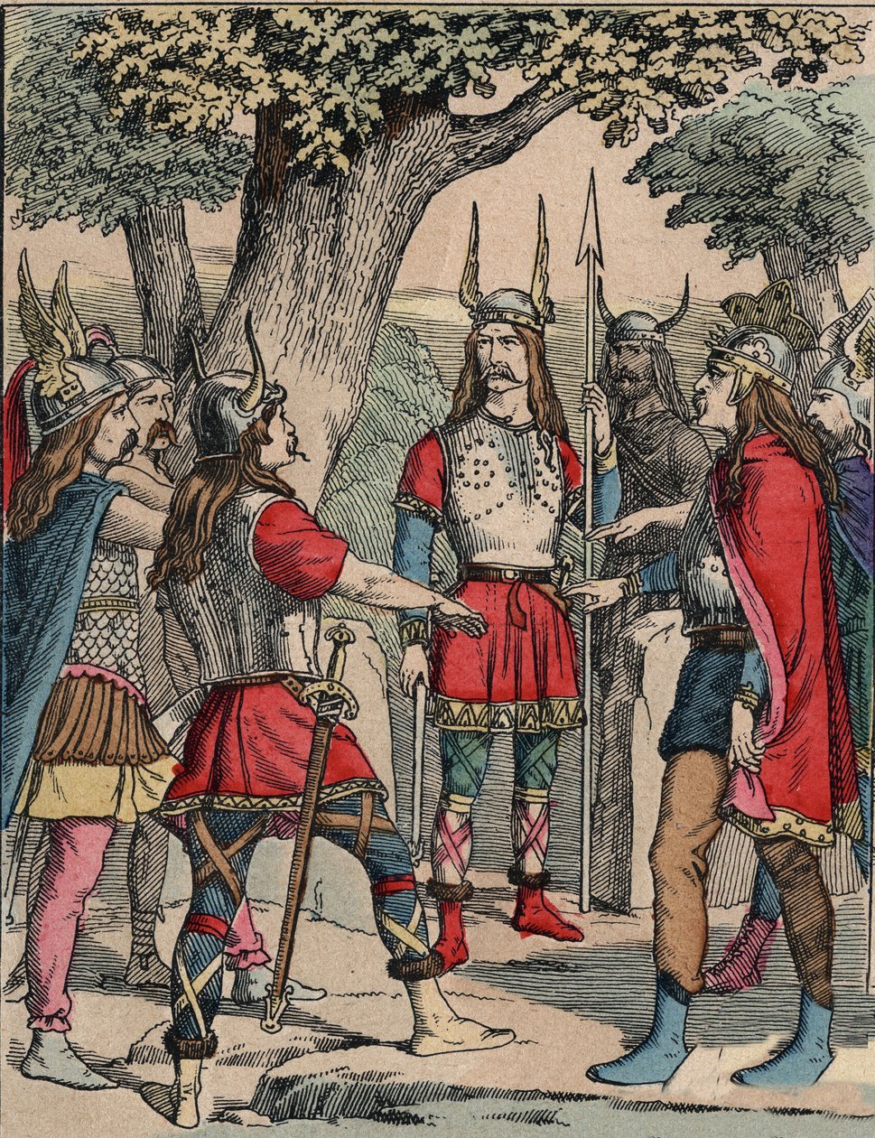 Vercingetorix（约公元前80-46年）的代表人物，他的人民选择的Arvernes部落的战士和高卢人领袖，领导对罗马人的战争"（Portrait of Vercingetorix (82 BC-46 BC) chieftain of the Arverni trib, selected by his people to lead 作者 匿名匿名