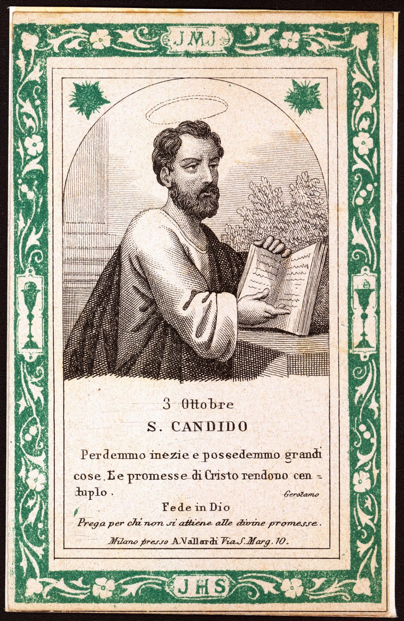 Saint Candide Pious picture. Postcard. beginning of the 20th century. Private collection 作者 匿名匿名