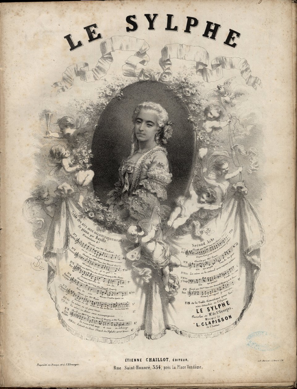 两幕歌剧 "Sylphe "的乐谱，由圣乔治先生作词，路易-克拉皮松先生作曲，1808-1866年私人收藏。 作者 匿名匿名