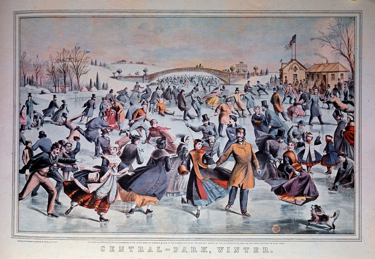 Skating on the frozen lake of Central Park in New York City, USA. 19th century Private Collection 作者 匿名匿名