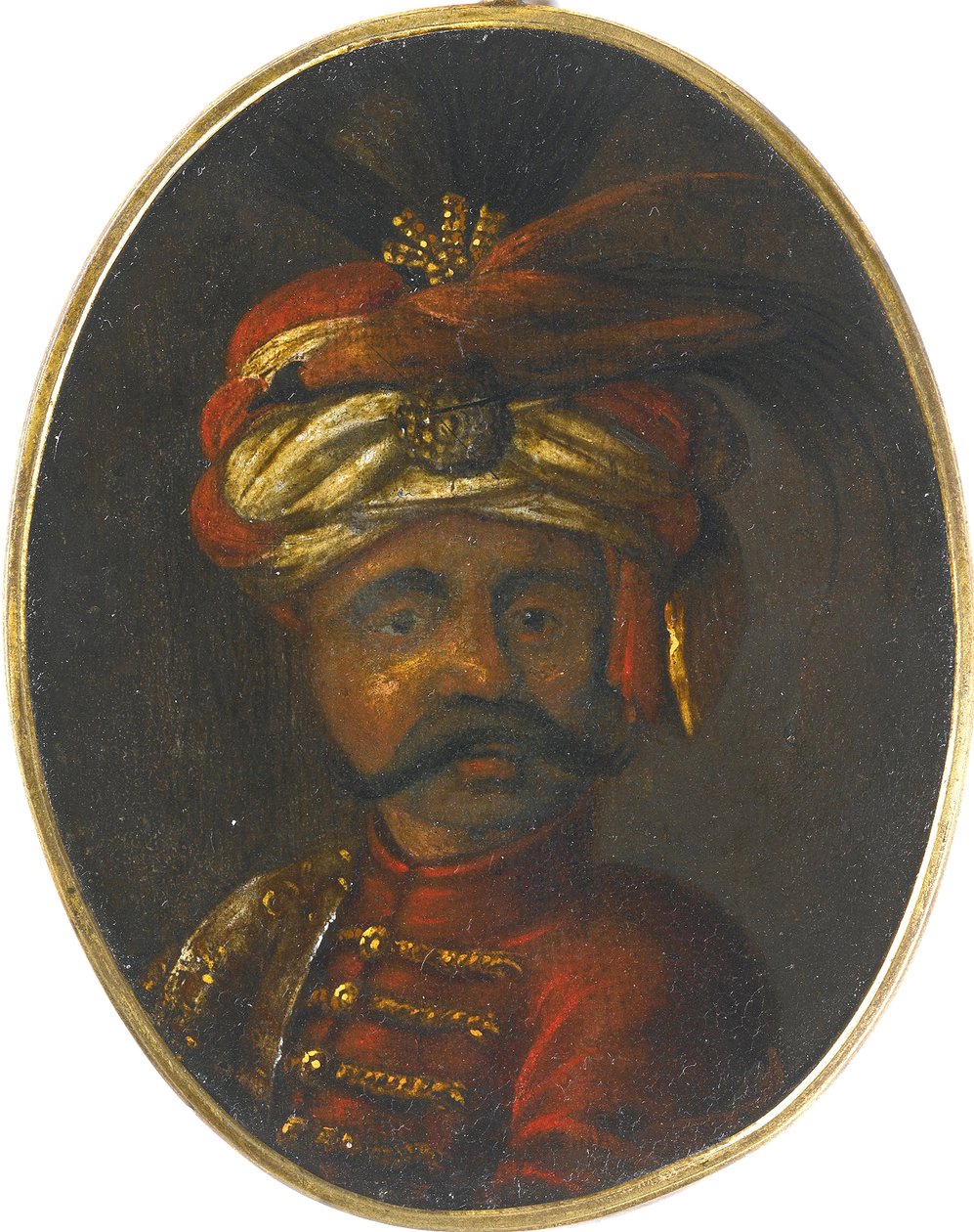 Soliman II - Suleiman II (1642-1691)，奥斯曼帝国苏丹 - 匿名 - 17 世纪下半叶。 - 木头水粉 - 12x8,4 - 私人收藏 作者 匿名匿名